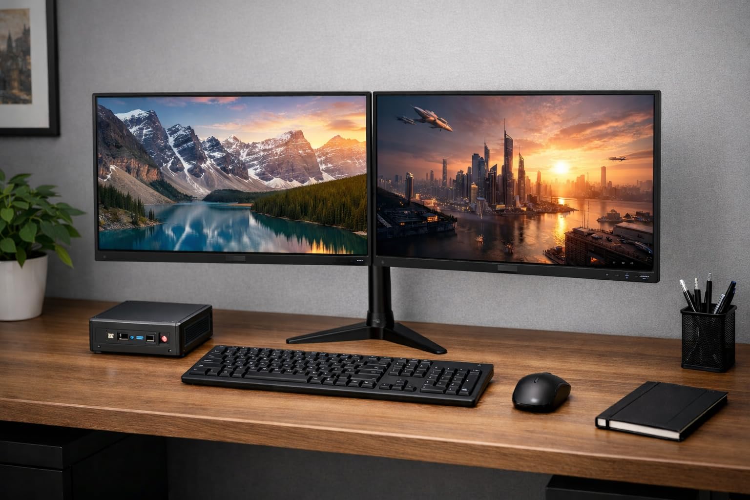 Complete Dual 22 inch Monitors Mini Micro PC PC Set - Intel Core Intel Core i5 8GB RAM 256GB SSD USB WiFi - Windows 11 Pro 64-Bit Desktop PC Computer (Renewed)