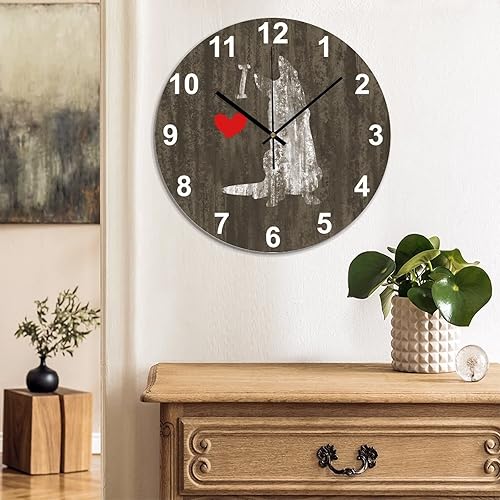 Miniatura 3 de Reloj de pared de PVC para decoración del hogar con diseño de pastor alemán para amantes de los perros, reloj de pared silencioso que funciona con