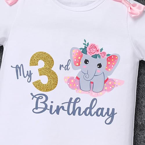 Miniatura 3 de IDOPIP Traje de elefante para el primer cumpleaños, mameluco de elefante, falda tutú, diadema, 3 piezas, conjunto de ropa para sesión de fotos de