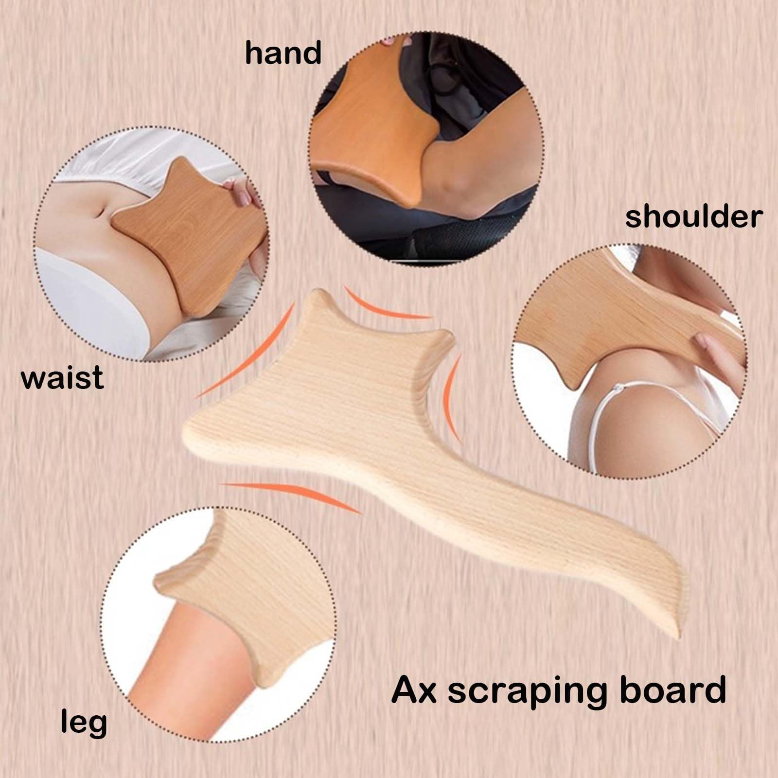 Gua Sha Set di 4 rulli massaggianti in legno, Gua Sha massaggiatore per collo, gambe, occhi, schiena e corpo, sollievo dal dolore e rilassamento, maderoterapia