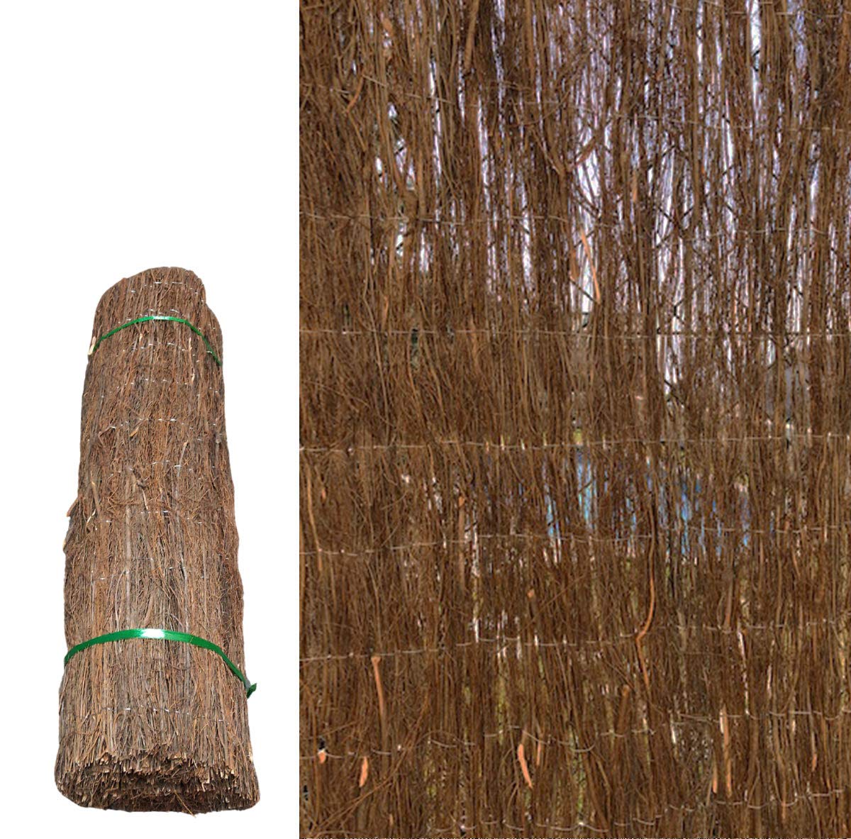 PAL | Rollo Brezo Natural Color marrón Oscuro. Rollo Brezo ecológico 1 m Altura por 3 m Longitud (1- Rollo Brezo)