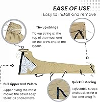 Vista 5 de SavvyCraft Cubierta impermeable de pluma de vela principal, cubierta de vela principal 600D resistente a la intemperie, longitud de pluma de 7 a 8