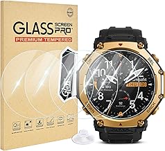 Paquete de 5 protectores de pantalla para reloj inteligente Amazfit T-Rex 3/3 Pro antiarañazos | Riwoauoo-Película protectora de vidrio templado 9H, alta sensibilidad táctil, HD, transparente, ultrafina, sin burbujas, antihuellas, ultrafina