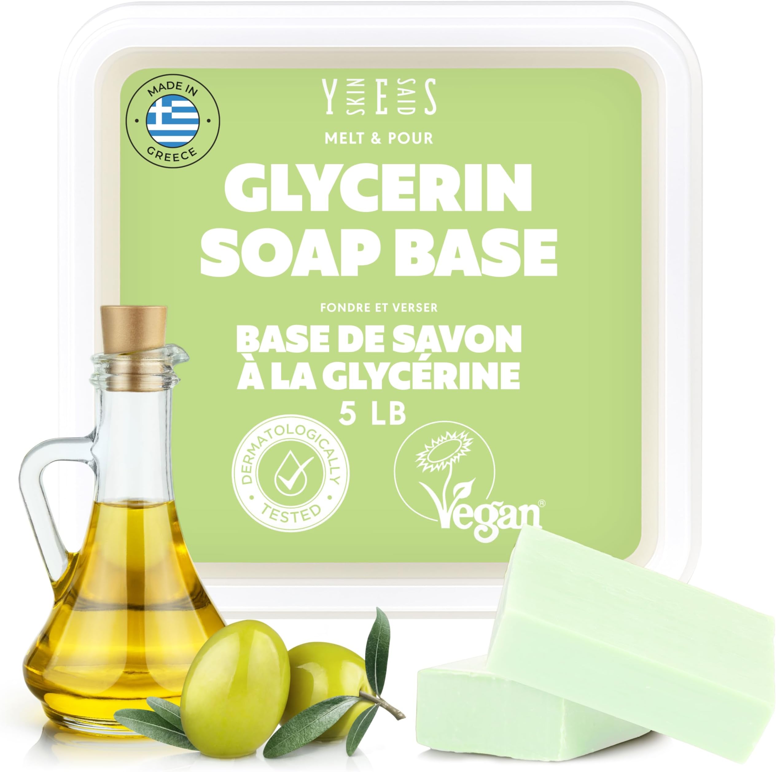 Glycerin Soap Base - 5 Lb Melt and Pour Soap Base, Organic Soap Making Supplies, Vegan Clear Soap, Dermatologically Tested, Glicerina Para Hacer Jabones with Soap Recipe Book