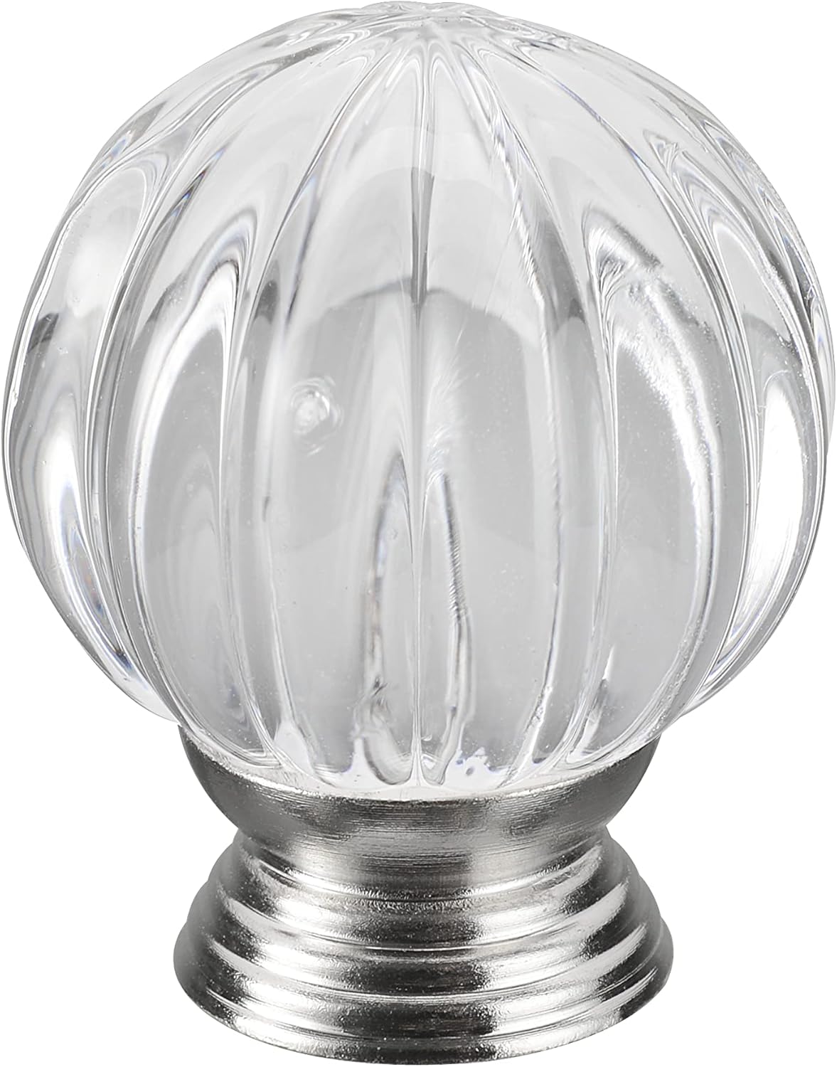 Aspen Creative 24049-09-1, Clear K9 Crystal Pumpkin Shape 1-1/2" Finial for Lamp Shade, Polished Nickel Base