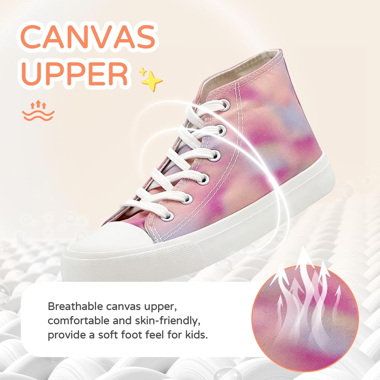 Kids Canvas Sneakers for Girls Boys High Top Canvas Fashion Shoes Comfortable Classic Casual Lace up Walking Running Shoes - Image 4