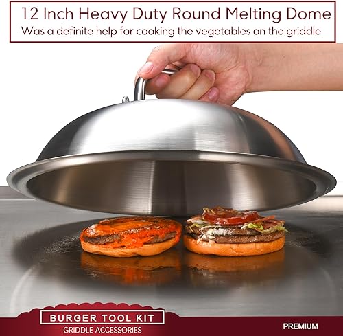 Miniatura 4 de WWM Prensa de hamburguesa Smash de 7 pulgadas y cúpula de fusión redonda de 12 pulgadas, 2 botellas de chorro exprimible, coctelera de dragado y