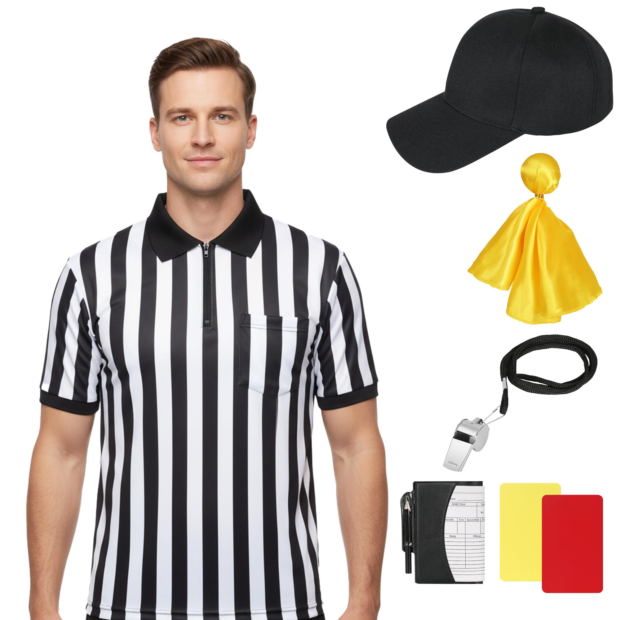 Referee Shirt Halloween Costume Men's, Football Soccer Sports and Halloween Cosplay