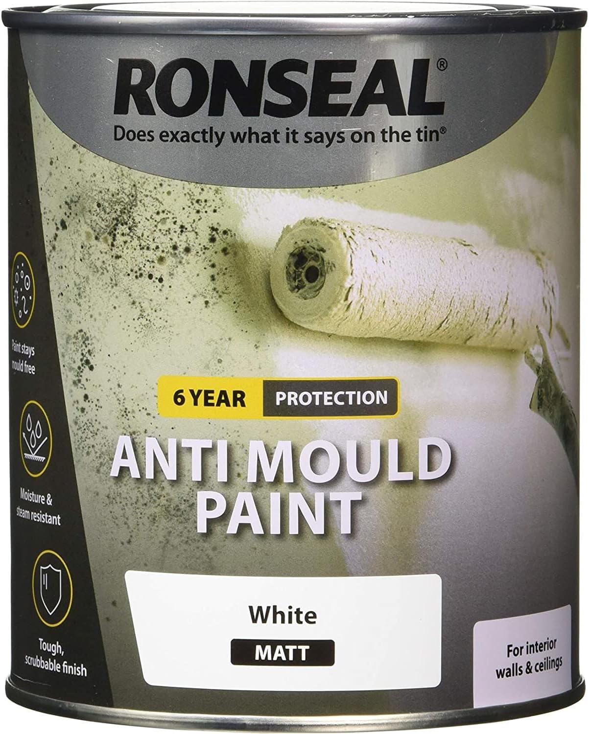 AMK® Ronseal 6 Year Anti Mould White Matt Paint for Walls and Ceilings 750ml Amazon.co.uk DIY
