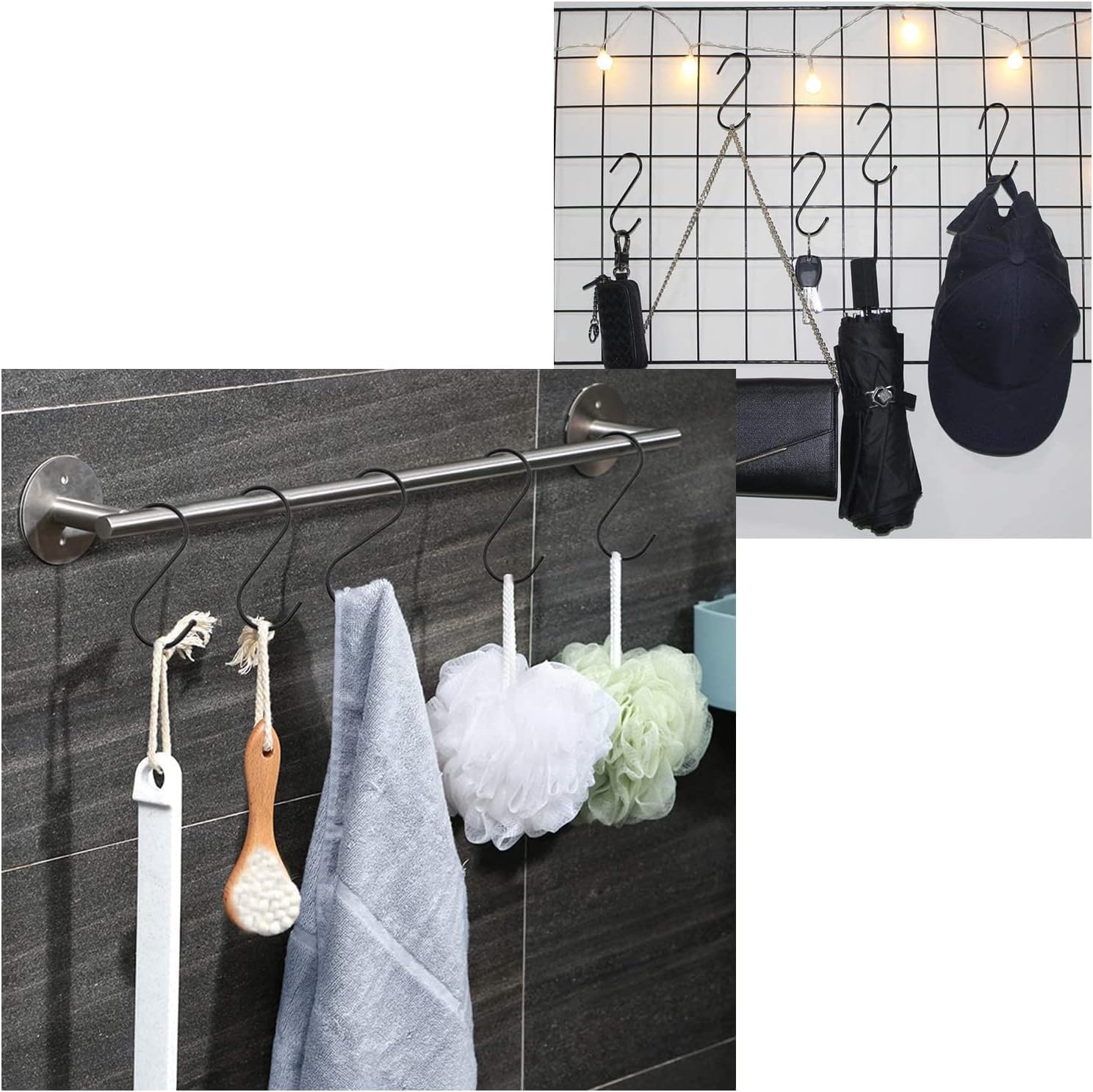 S-Shaped Hooks 20 Packs of 3.2 Inches Black, Heavy Metal S-Shaped Hooks, Suitable for Kitchen, Bathroom, Office, Garden or Outdoor Activities image 2