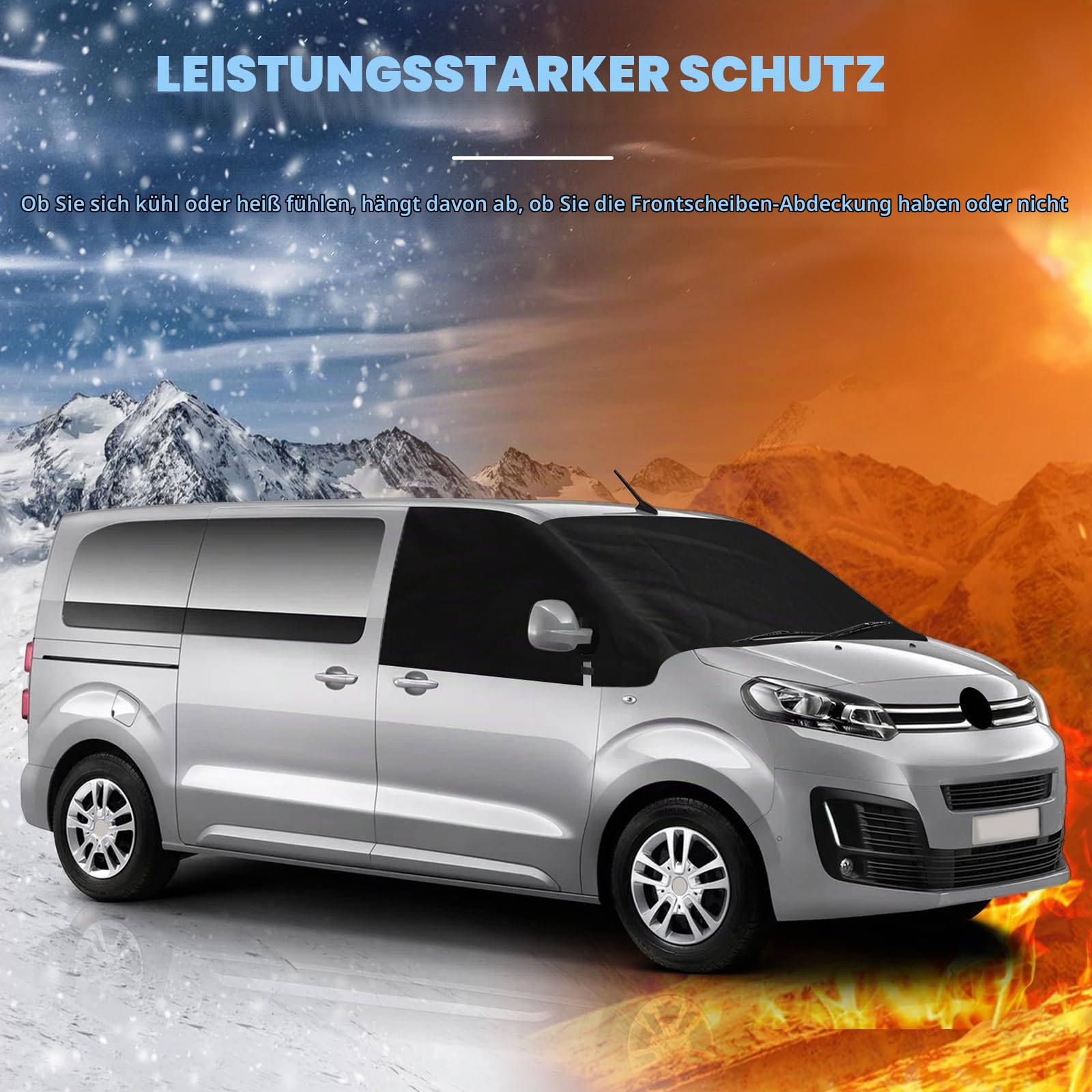 Auto Windschutzscheiben Abdeckung für 2016-2026 Citroen Jumpy Sonnenschutz | 600D Luxus Frontscheibe Wrap Cover Ersatz für 2019-2025 Opel Vivaro 2022-2025 FIAT Scudo