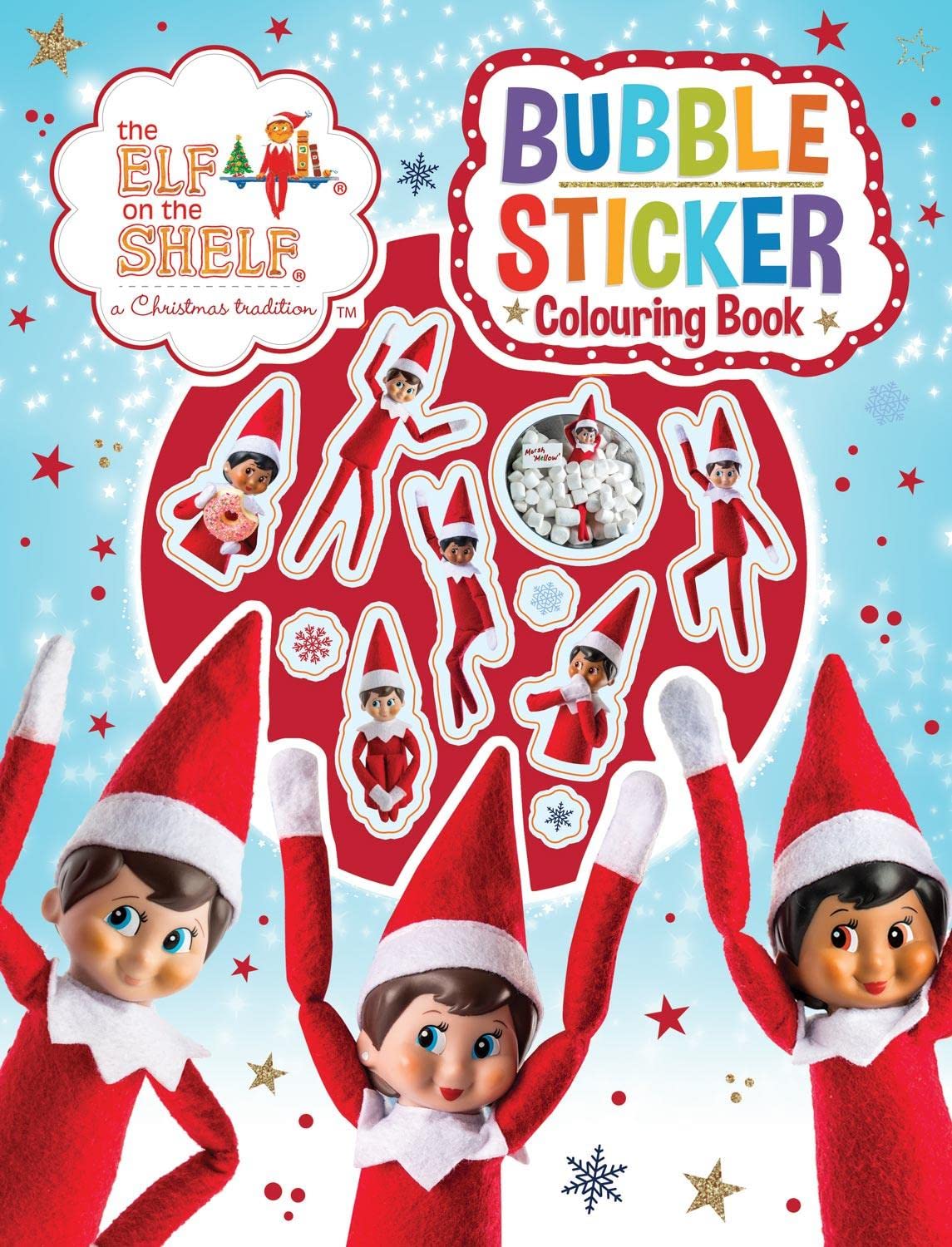 Elf On The Shelf Bubble Sticker Colouring Book | Christmas Activity Pack | Stickers Book | Elf Colouring Book | Christmas Elf on The Shelf Accessories | Elf Gifts and Ideas for Kids | Elf Arrival