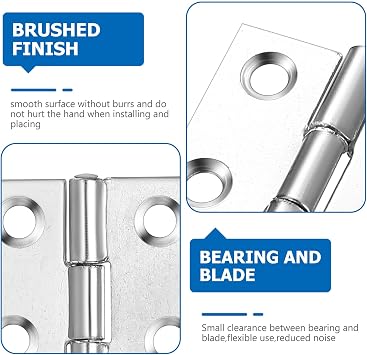 22 Pcs 44mm Stainless Steel Door Hinges for Wood, with 132 Screws