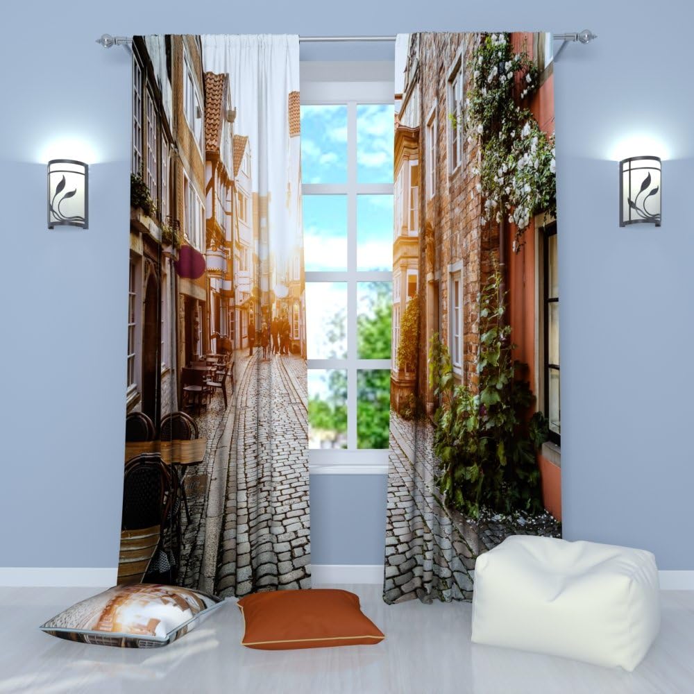 Factory4me European Style Curtains in Sunshine. Window Treatment Curtain Panel (Set of 2) Bedroom, Living Room W104 x L96 Polyester