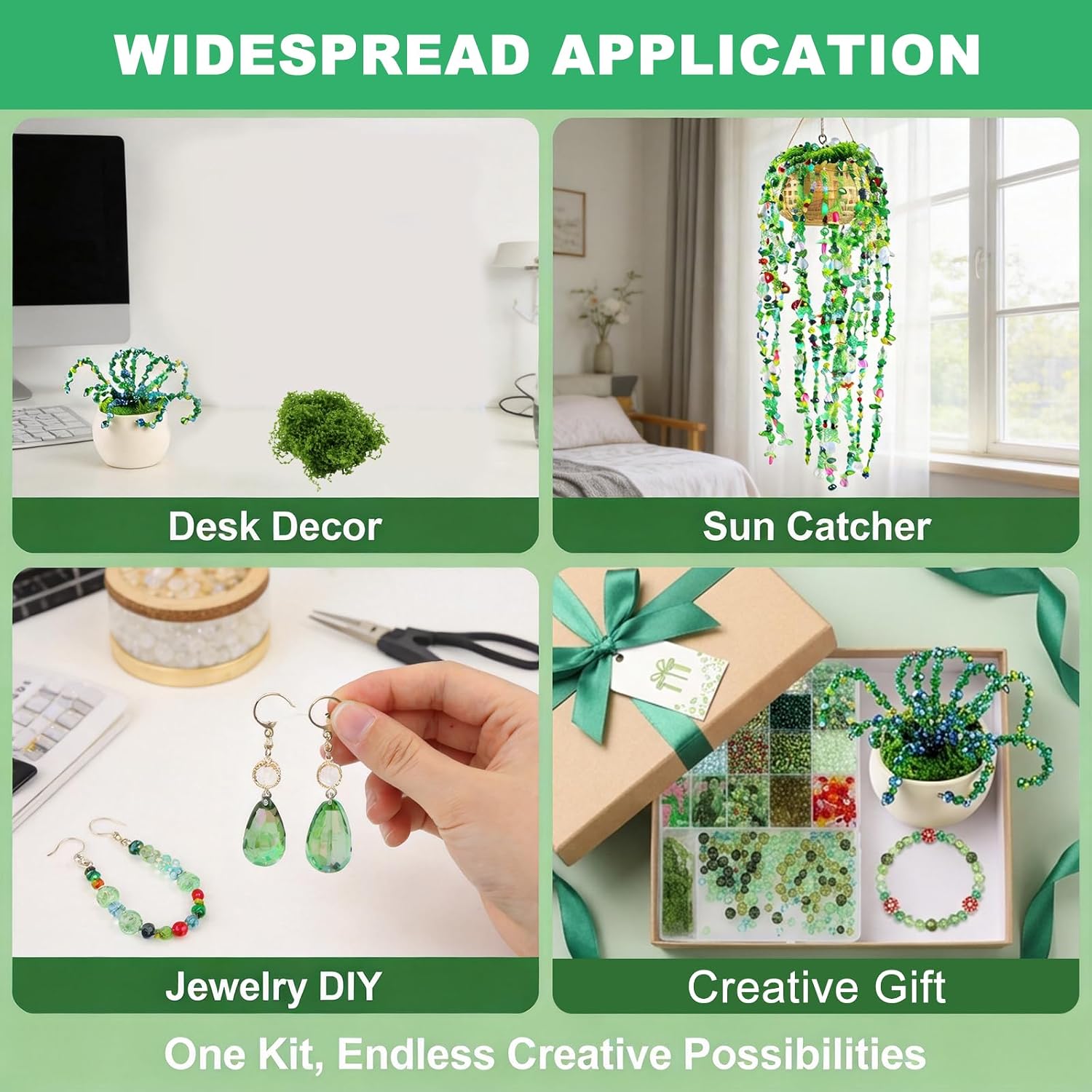 BAVRQMZX 5422 Pcs Beaded Plant Kit, DIY Craft Supplies with Beading Cord & Scissors, Colorful Charms for Plant Jewelry, Sun Catchers & Window Hanging Decor