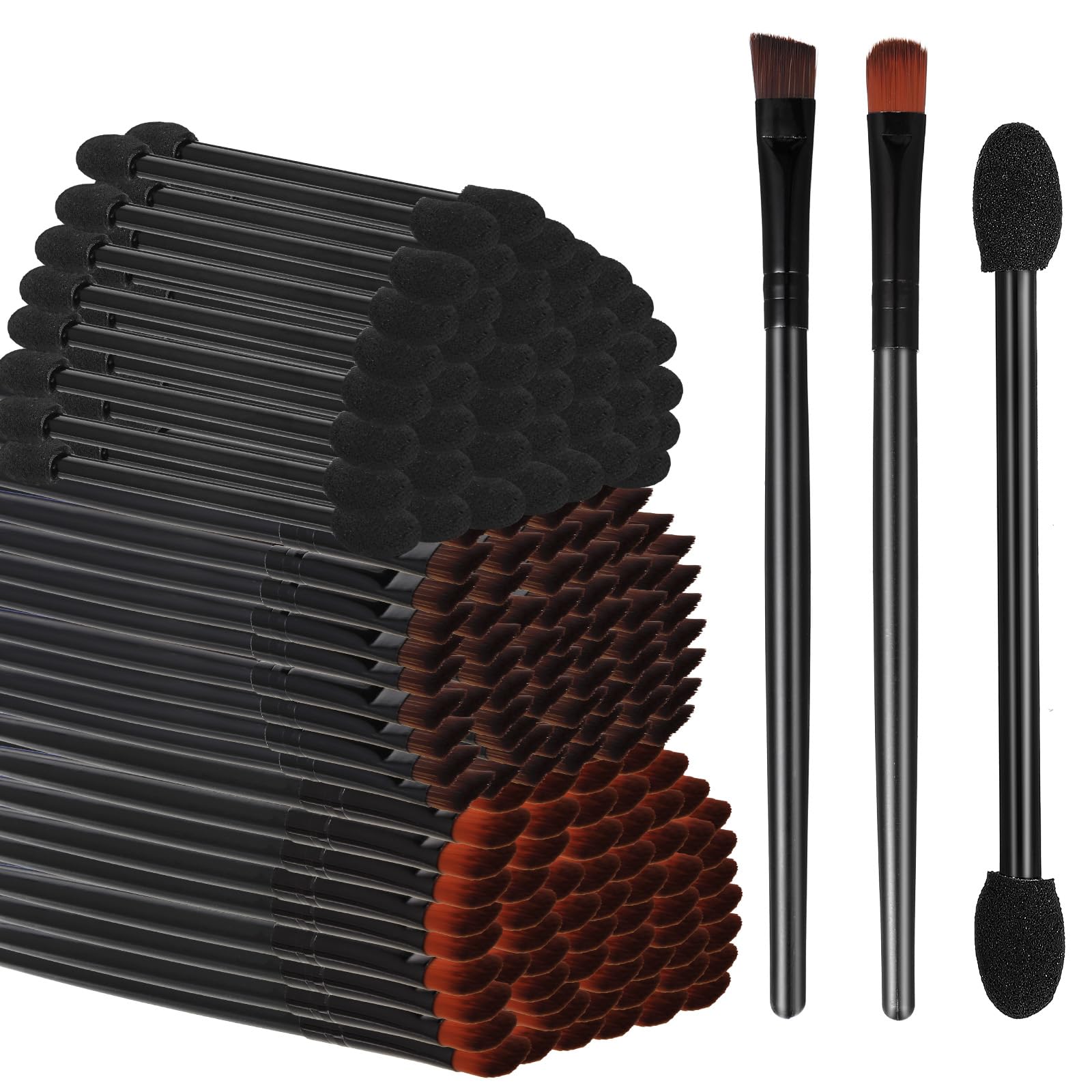 Lot de 200 pinceaux à sourcils jetables, 50 pinceaux à sourcils angulaires/ronds, 50 pinceaux à double extrémité, 100 pinceaux à lèvres pour femmes et filles