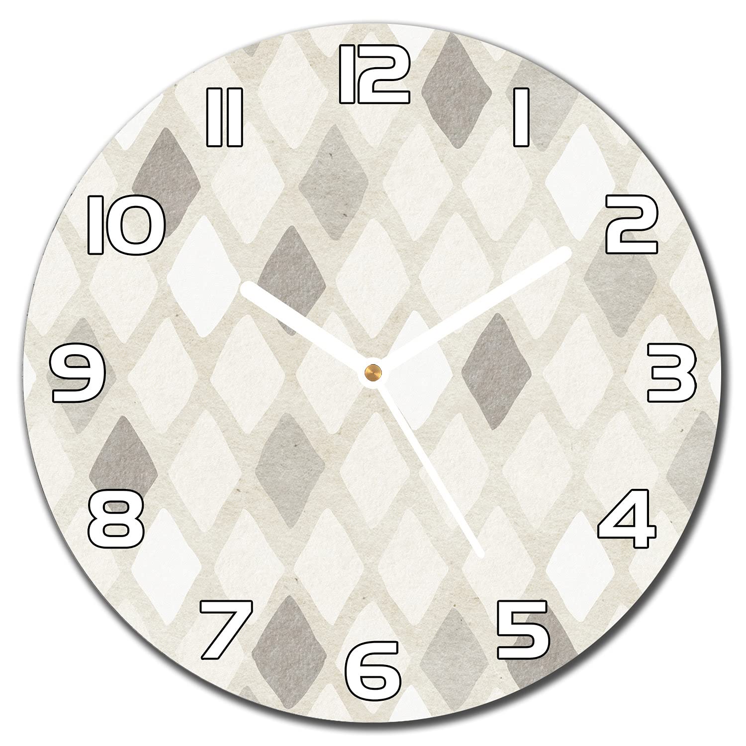 Horloge Rétro Géométrique Coloray 30cm en Verre de Sécurité avec Aiguilles Blanches Lumineuses