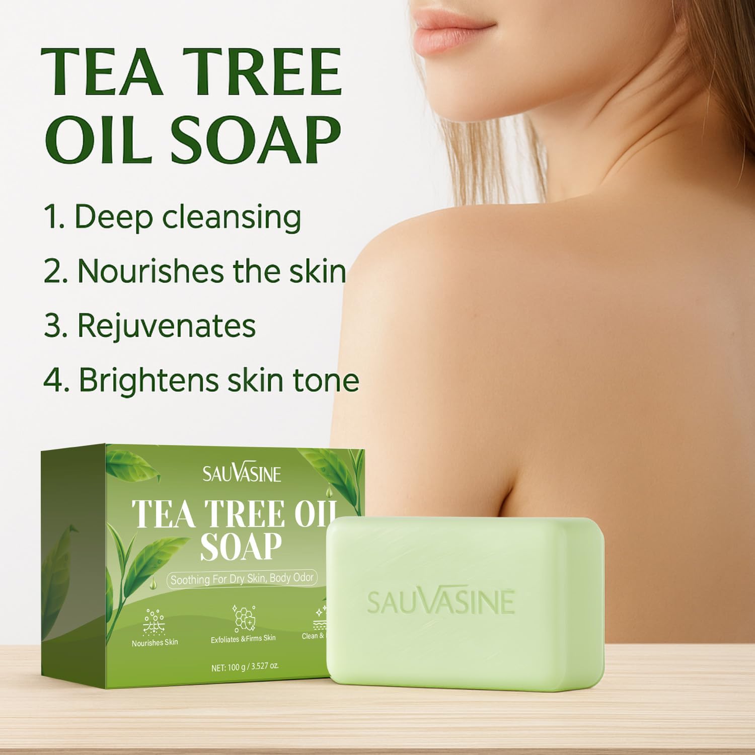 Savon Anti-mycoses Verdalyae,Savon À L'Huile D'Arbre À Thé, Savon De Bain Naturel Contre Les Mycoses CutanéEs, ÉLimine La Transpiration Et Les Odeurs, Contre Les DéMangeaisons (2 Packungen) - 5