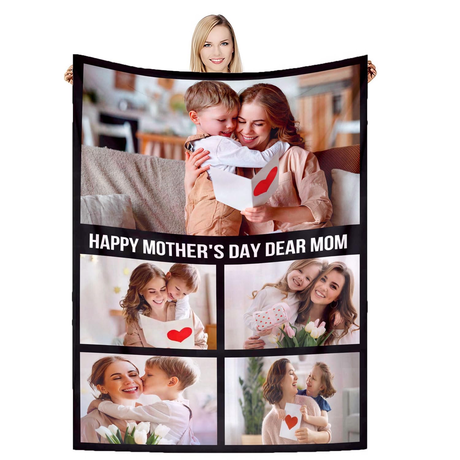 DSSHENGDS Customise Blanket, Fathers Day Birthday Gifts for Dad,Personalised Picture Flannel Blanket, Personalised Gifts for Women, Men, Baby, Kid, Pet, Family-E-180 * 200CM