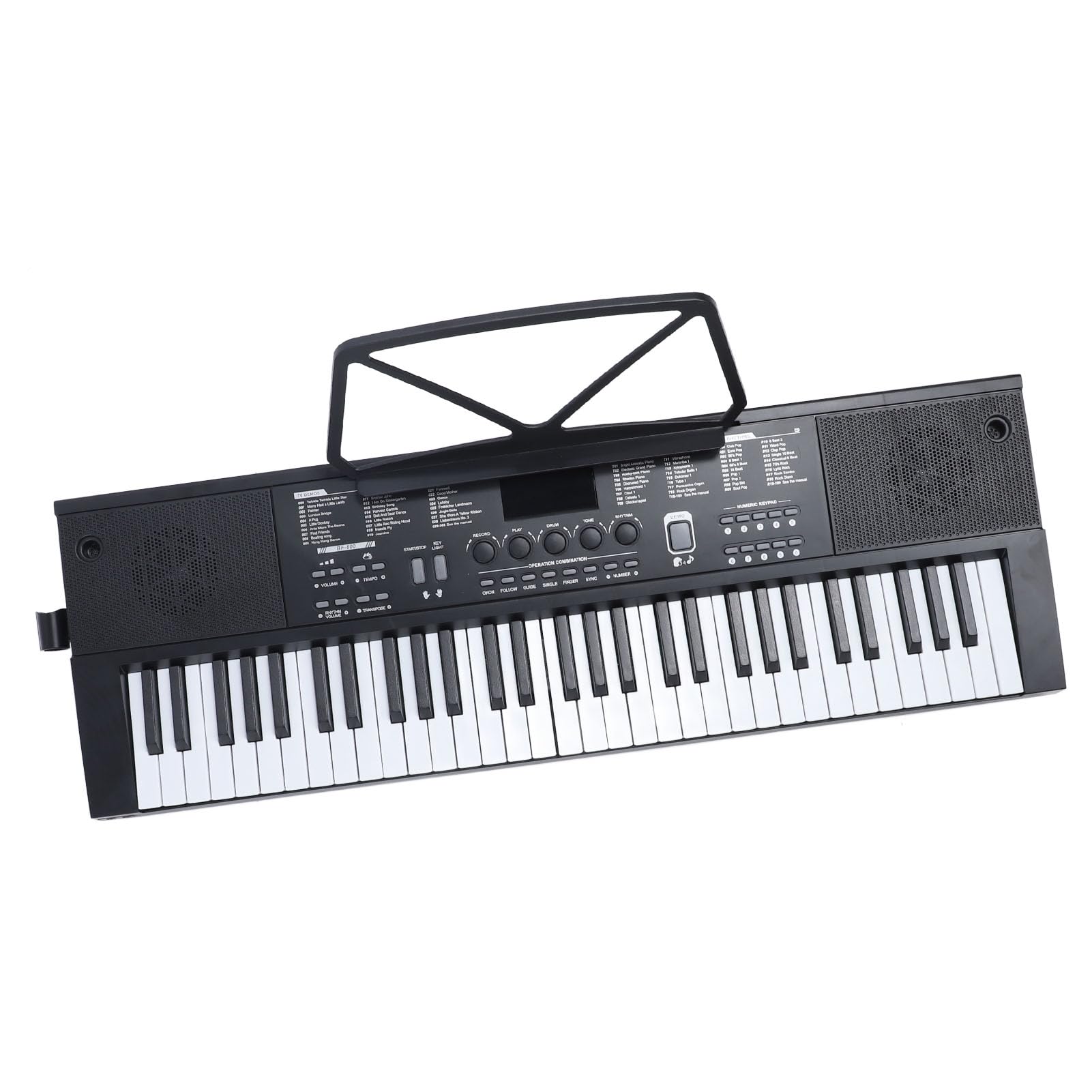 SEAFRONT Ideal para Principiantes Teclado Electrónico de 61 Teclas Altavoces Duales Pantalla LED Atril Alimentado por USB con Teclas Iluminadas Órgano Electrónico