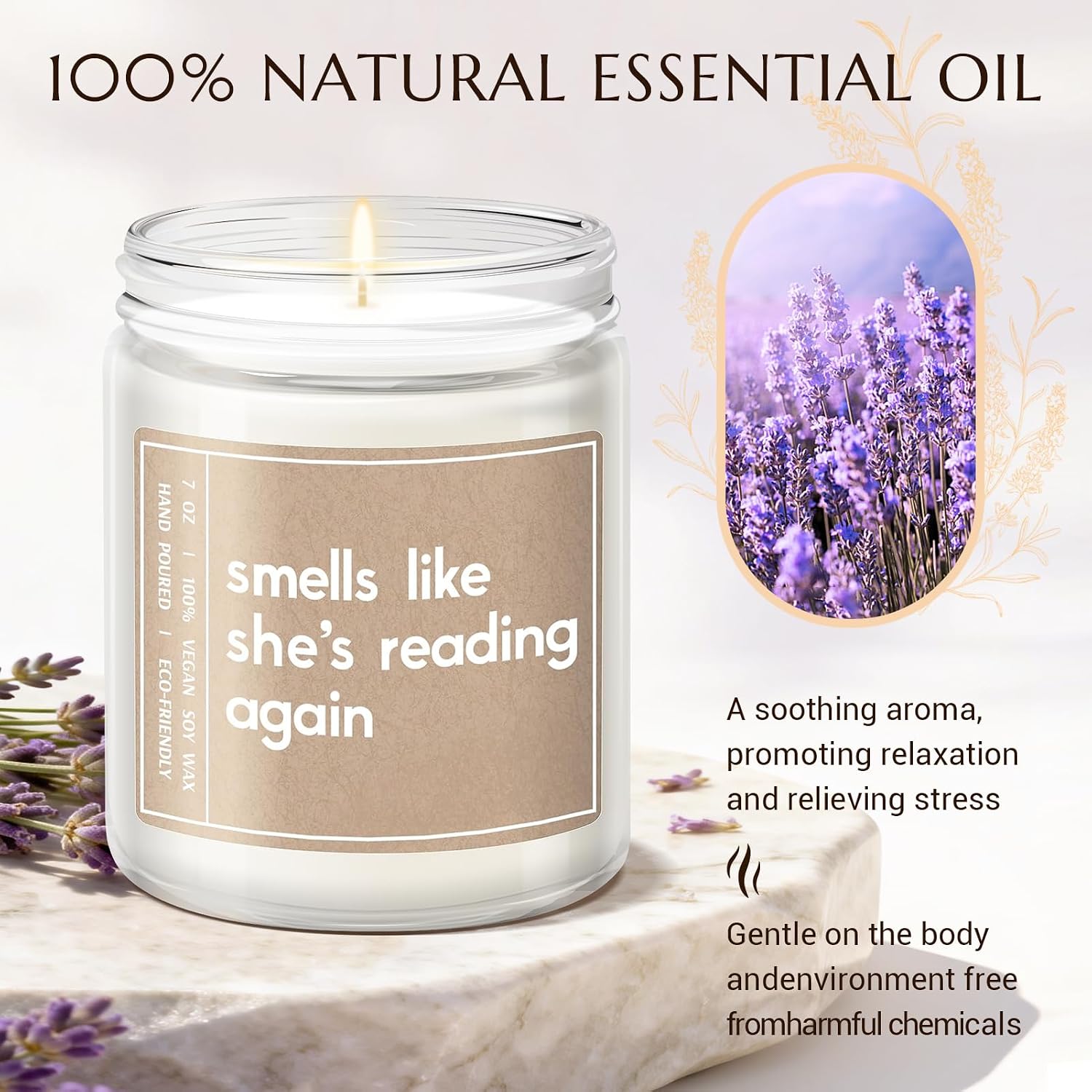 Gifts for Book Lovers Readers, Best Friend Birthday Gift, Lavender Candle