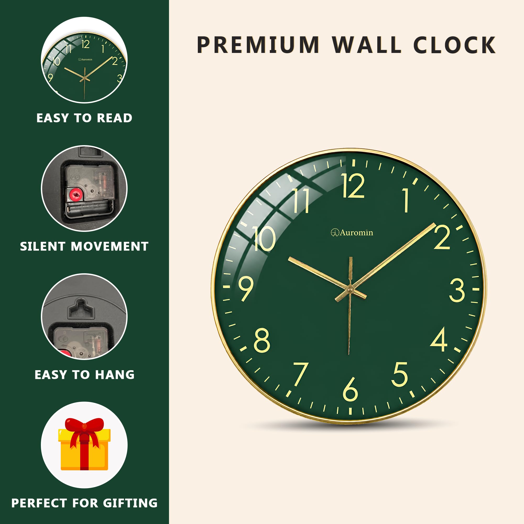 Auromin Stylish Wall Clock - Modern Design -4