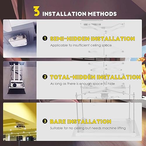 Miniatura 4 de Automatizado Proyector Drop Ceiling Mount Lift Electric techo Projector Lift Soporte de techo para proyector con colgadero ajustable Oficina