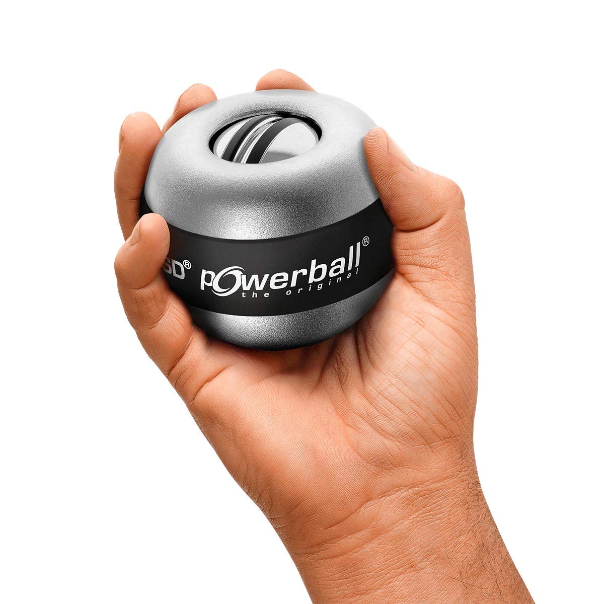 Powerball Il grande Titan Autostart, attrezzo giroscopico per mani grandi con meccanismo di sollevamento e contagiri, alluminio argento, l'originale di Kernpower