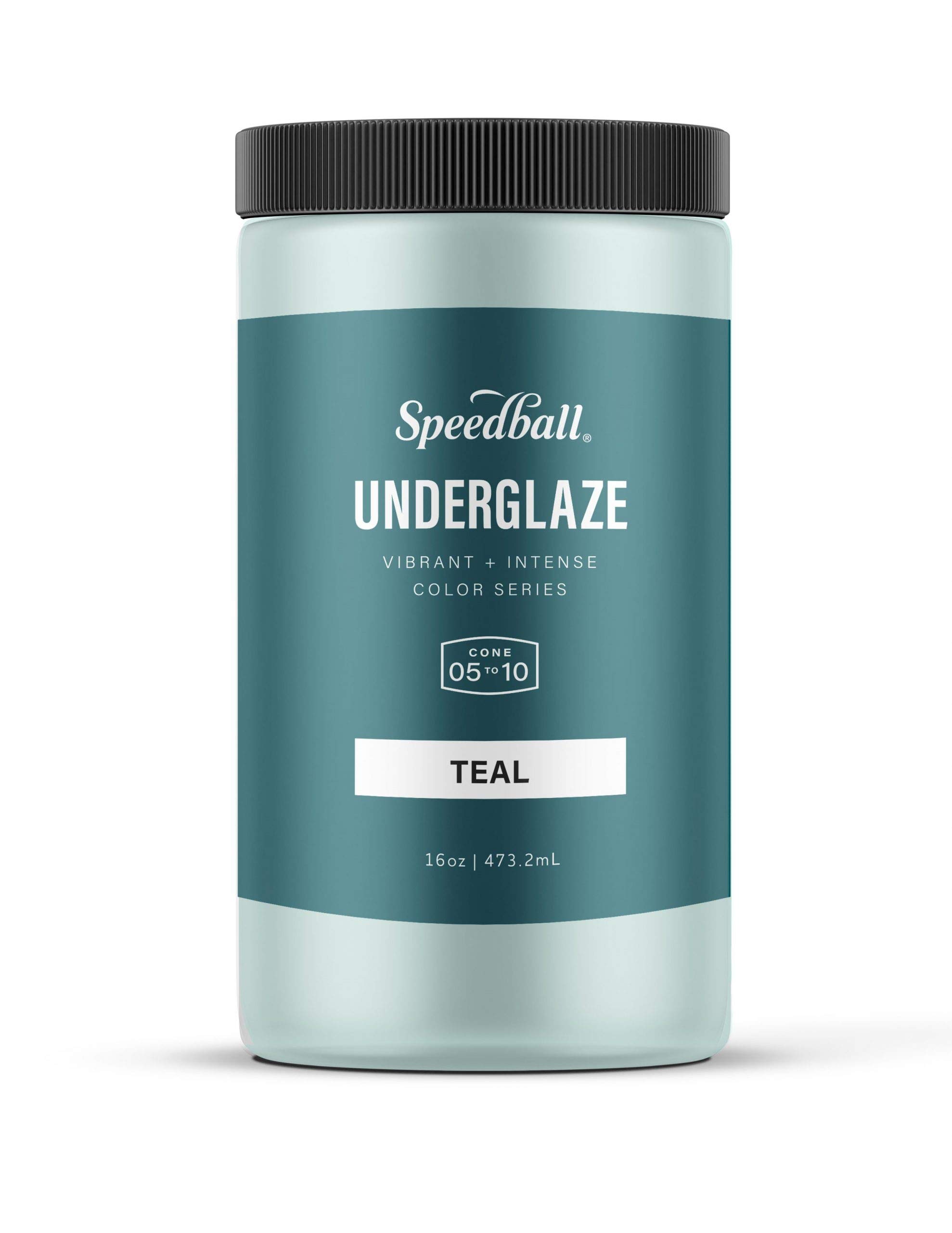 Speedball Underglaze, Teal, 16 oz, Made in USA, Lead-Free Color Glaze for Pottery and Ceramics, Wide Firing Range Cone 05-10, Food Safe