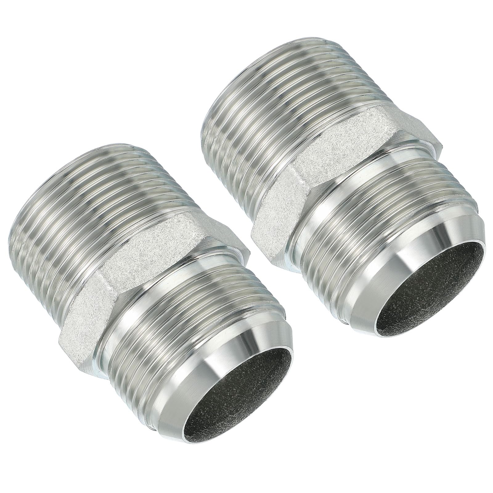PATIKIL Pipe Adapter Connector 1-5/8" Male 74 ° Flare JIC x 1-1/4" Male R Pipe Fitting 2 Pcs Oil Feed Restrictor Fitting Hydraulic Connector for Oil Steam Water Pipelines System