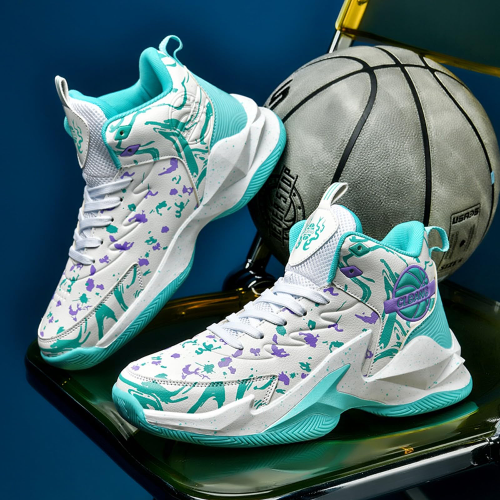 Chaussures de Basket-Ball Montantes Antidérapantes et Respirantes, Légères et Résistantes à l'usure, Sneakers de Sport Confortables pour Adolescents et Adultes, Usage Intérieur Extérieur