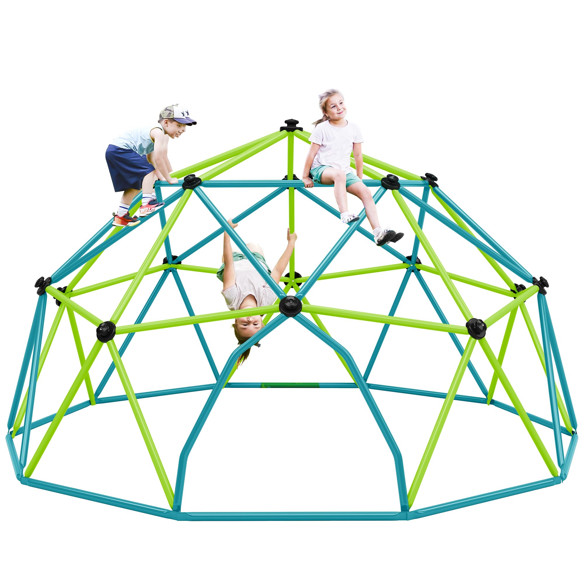 Virubi 12 FT Climbing Dome for Kids 3-10, Outdoor Play Equipment Supporting 1000 lbs, Anti-Rust Jungle Gym, Easy Assembly Geometric Dome Climber Play Center (Green & Blue)