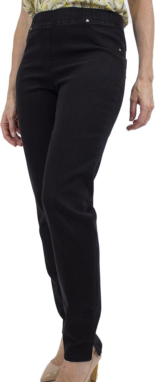 Carla Ferroni Jeans Basic con Elastico in Vita e finte Tasche Art 13806  (Nero, 52) : Amazon.it: Abbigliamento