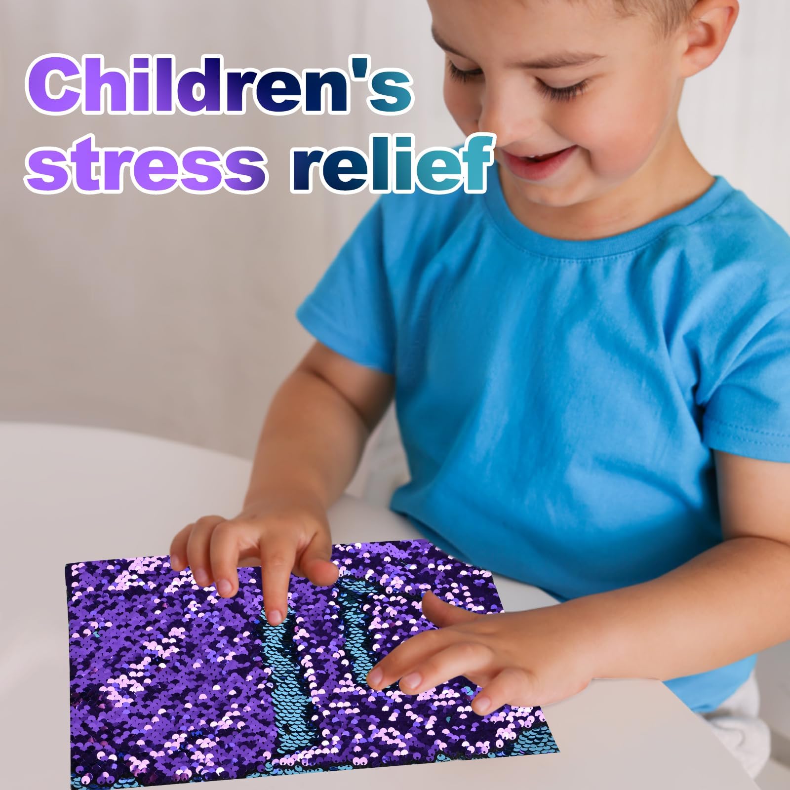 Memogizz 12pcs A4 Size One-Side Reversible Glitter Sequin Fabric, Colourful Sensory Items Stimulation Craft for Kids, Hobby Craft Fabric Sheets (A4 Size Silver) - Image 6