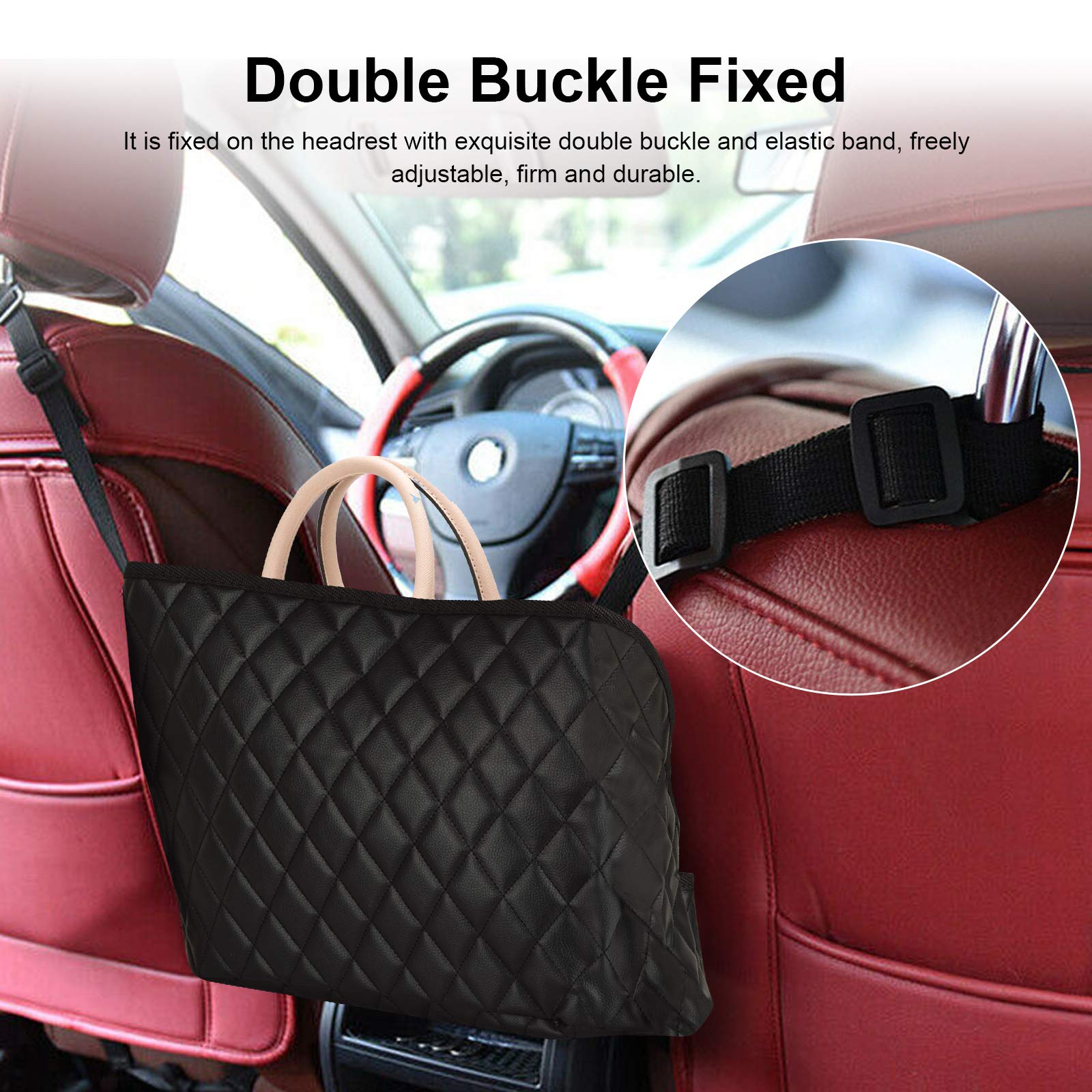 Car Back Seat Organizer Net - 6-Pocket Purse Holder & Safety Barrier For Kids/Pets (15x11x6 Inches)