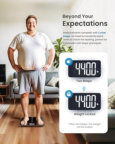 Miniatura 6 de RENPHO Báscula de 550 libras para peso corporal, báscula digital de baño con pantalla LED grande, máquina de pesaje de plataforma grande con