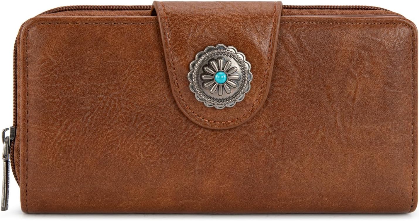 Montana West Brown Wallets for Women RFID Blocking Wallet Large Capacity Phone Clutch Wallet Ladies Female Western Bifold Wallets with ID Window - Image 5