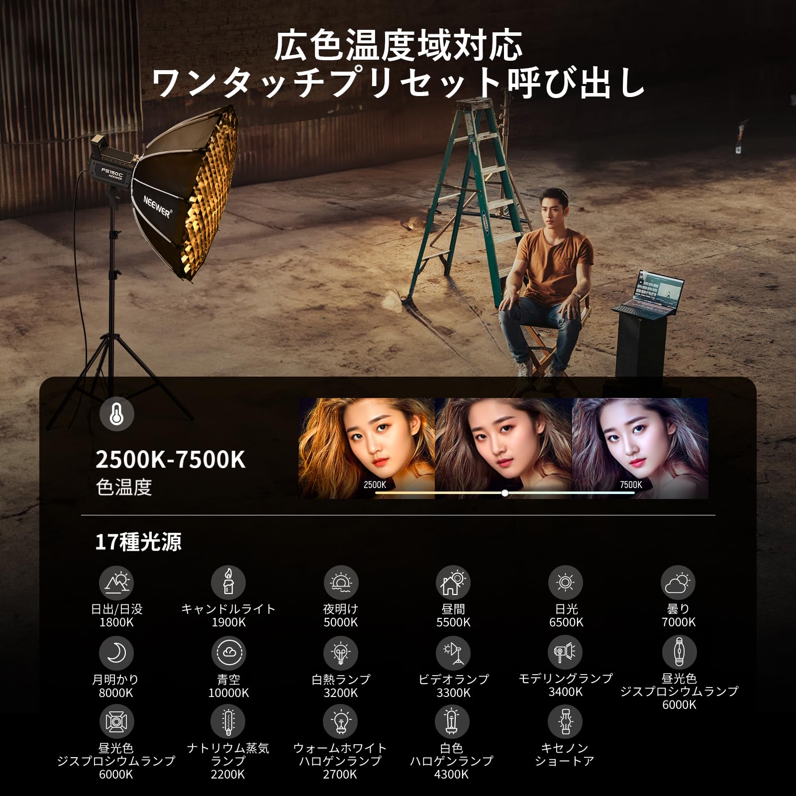 Amazon.co.jp: NEEWER FS150C ビデオライト RGB撮影用ライト