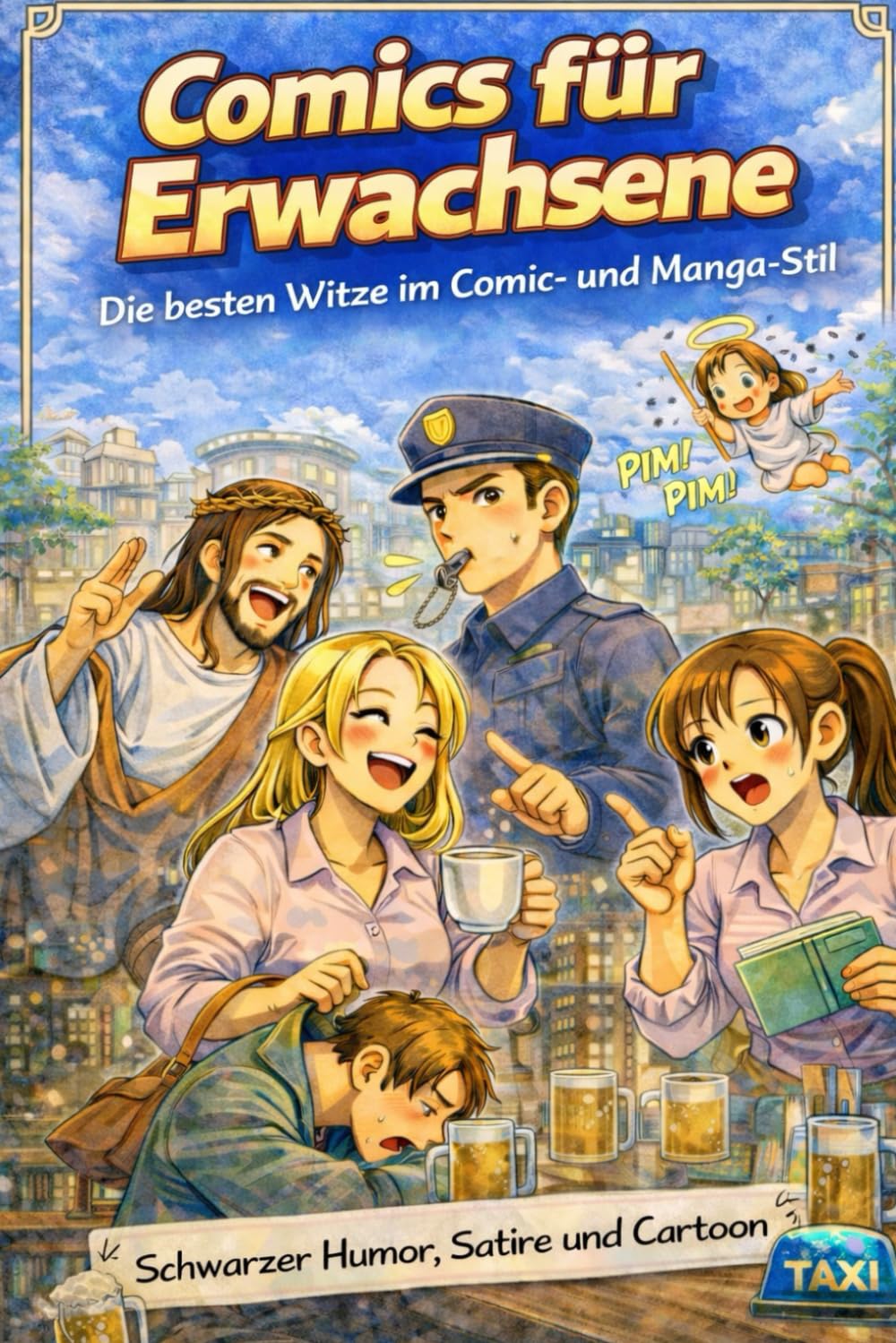 Comics für Erwachsene - Die besten Witze im Comic- und Manga-Stil: Feiner schwarzer Humor, Satire und Cartoon