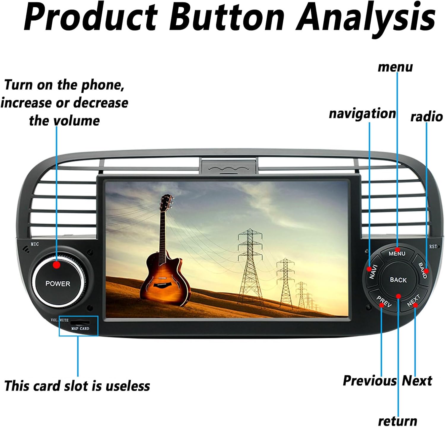 Android 13 Stereo Double Din Car Radio Sat Nav for Fiat 500 (2007-2015) GPS Navigation 9'' Headunit MP5 Multimedia Video Player FM Receiver with WiFi Carplay(Color:Beige,Size:Quad Core 1+16 G)