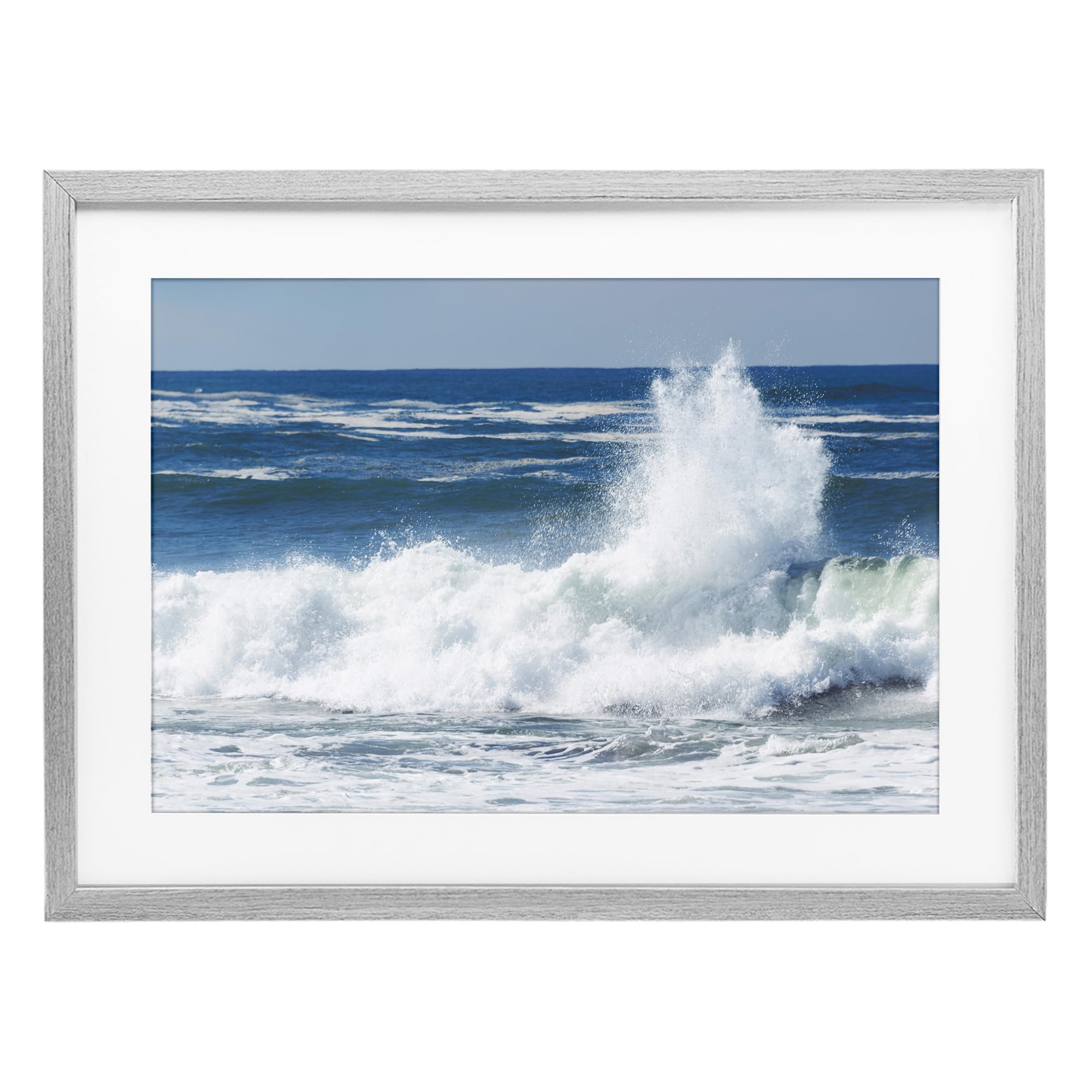 Stupell Industries Farmhouse Gray (Textured) 'Crashing Waves Splash'| Framed Print Under Glass
