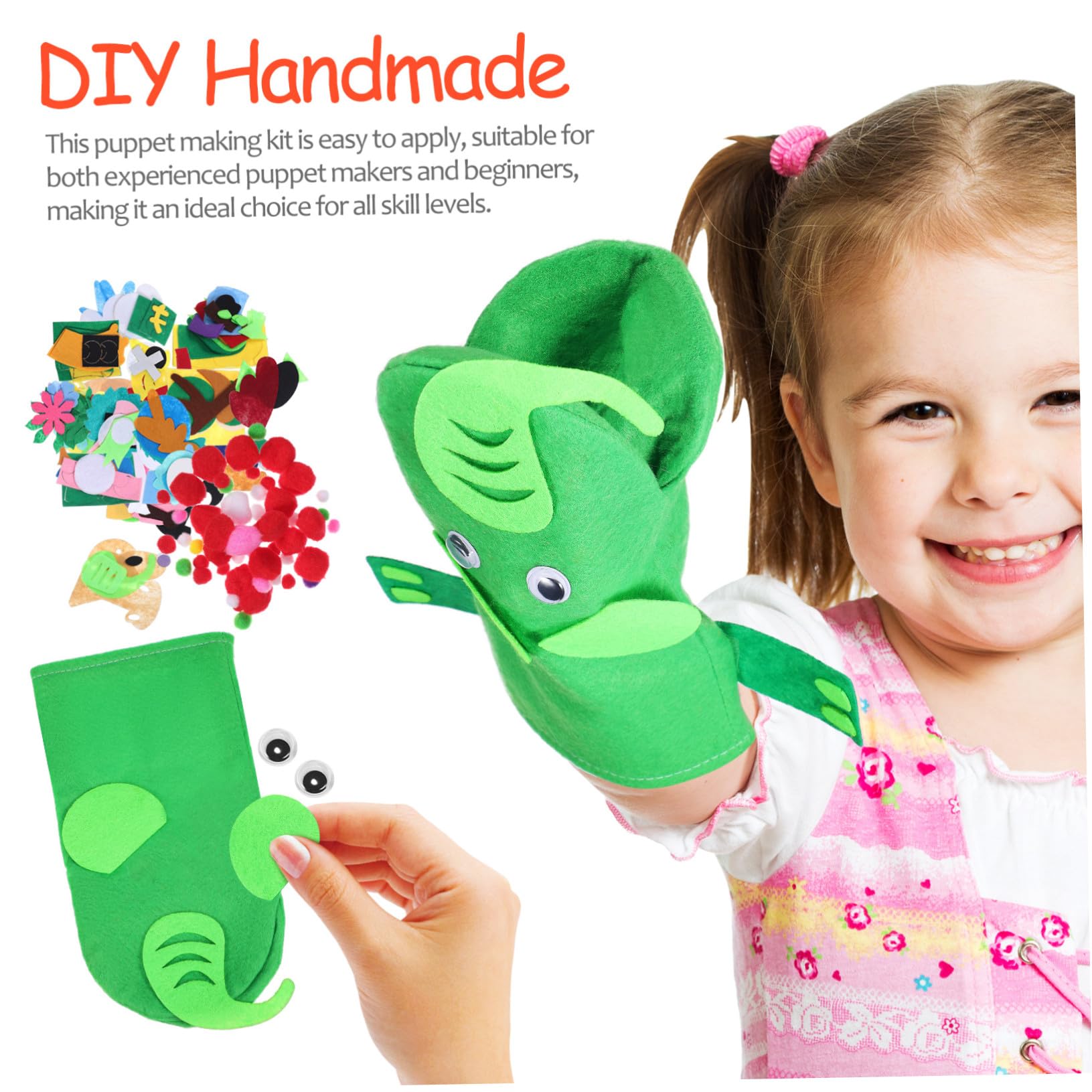Hohopeti Kit de Marionetas de Mano de Fieltro para Niños, Tamaño 24,5x14 Cm, Accesorio de Manualidades Diy, Títeres Narradores de Cuentos, Set Creativo para Actuaciones y Fiestas