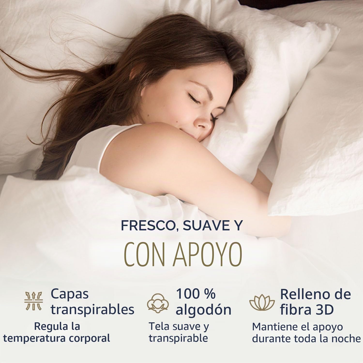 Digital Decor Juego de 2 Almohadas con Funda 100% de algodón y Relleno de Microfibra Hueca con Tacto de plumón, como Las utilizadas en hoteles. Fabricadas en Estados Unidos. 3 Niveles de firmeza