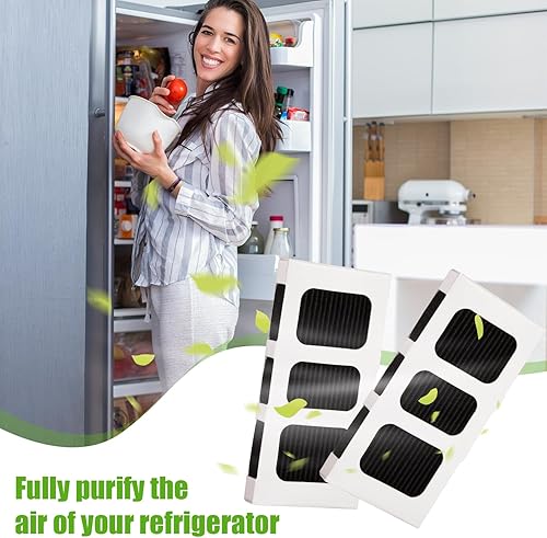 Miniatura 7 de 4 piezas de repuesto de filtro de aire para refrigerador, tecnología activada por carbono, filtro de aire fresco para refrigerador compatible con