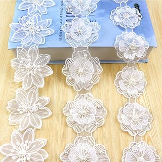 DIY 刺繍 アップリケ アクセサリー 刺繍パッチ 花 モチーフ レース ワッペン アイロン おしゃれ レース花柄ワッペン アップリケ 白い花 レース アイロン ワッペン 布用シール 刺繍セット 手作り 補修布 花型レース 工芸品の装飾 結婚式の装飾 3点セット (白い)