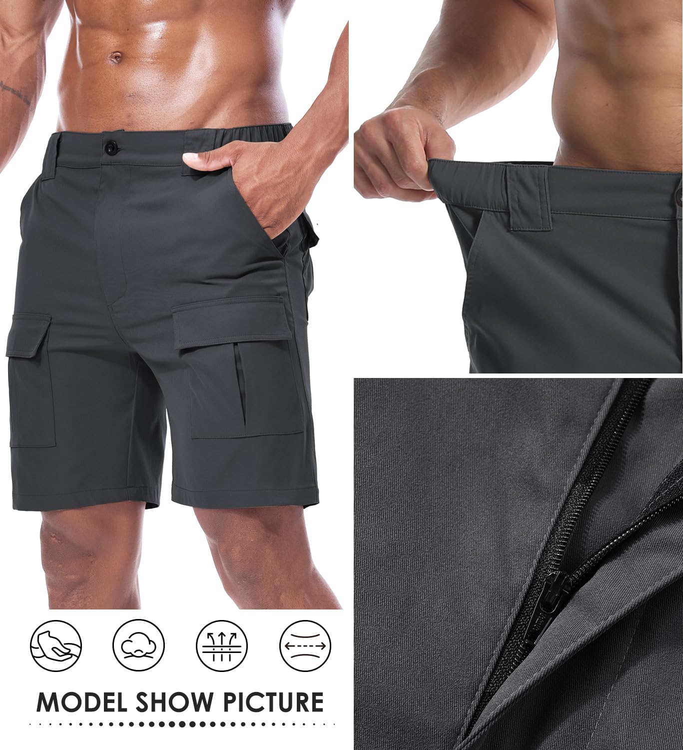 Suwangi Pantaloncini Uomo Cargo Corti Bermuda Chino Shorts Estivi Casual Pantaloncini Corti con 6 Tasche