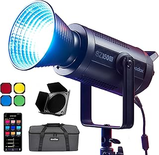Godox SZ150R RGB LED Light,150W LED Video Lighting 2800-6500K Full Color,37 Lighting Effects,with Carry Bag + Barn Door