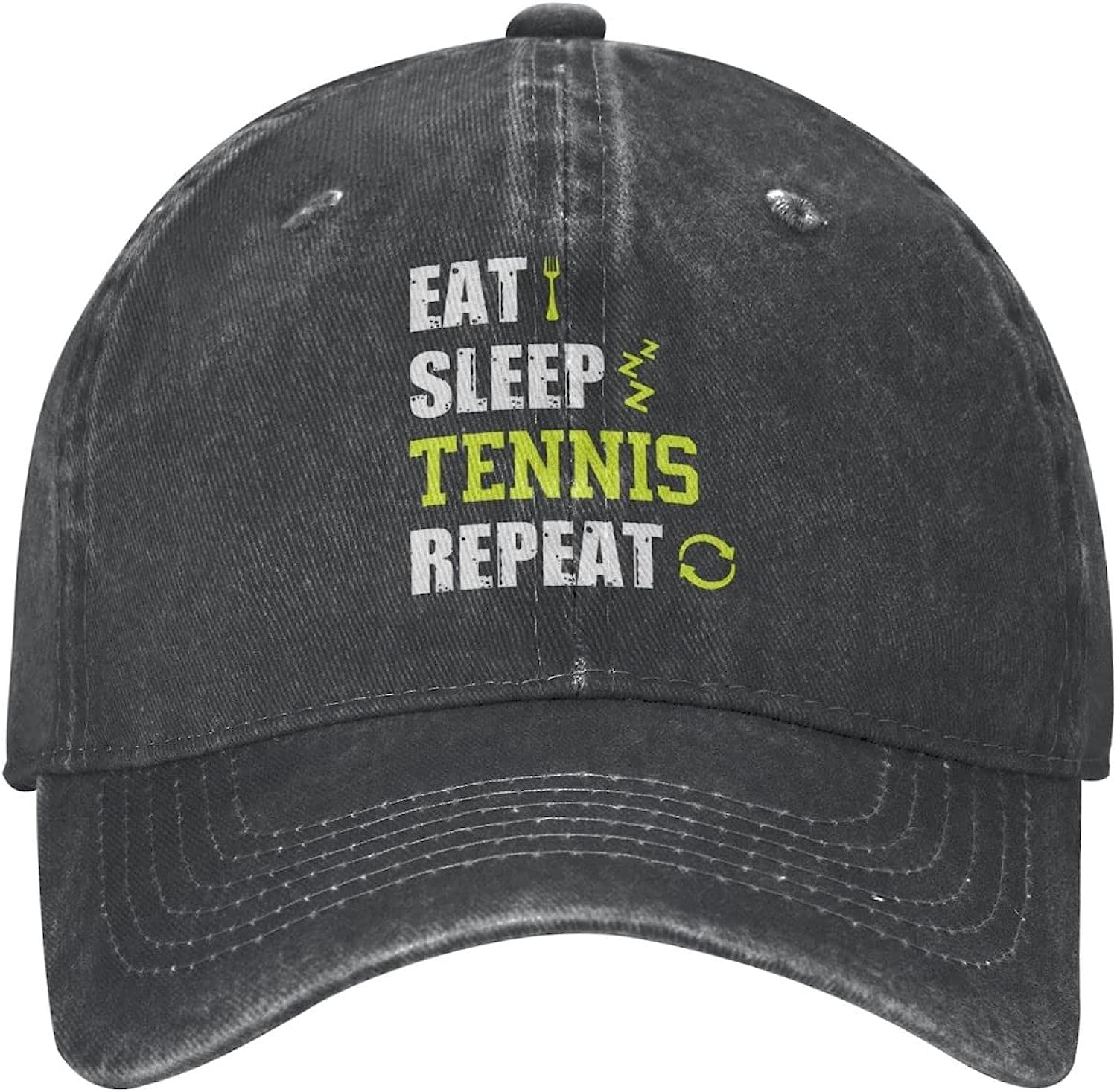 Loujin Unisex Black Baseball Cap Tennis Lover Baseball Cap Eat Sleep Tennis Repeat Hat For Women Dad Hat Trendy Hats
