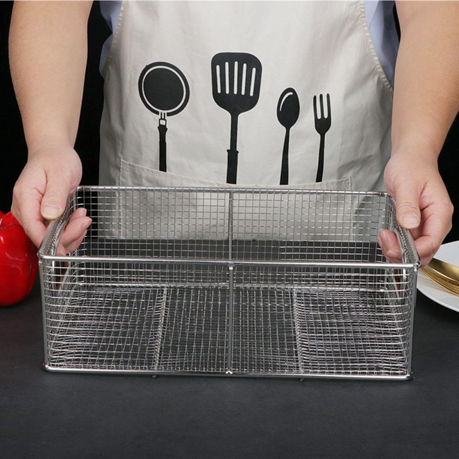 per friggitrice, scolapasta da cucina, rettangolare, per friggere e servire alimenti per cucine commerciali, 30x20x10 Centimetri