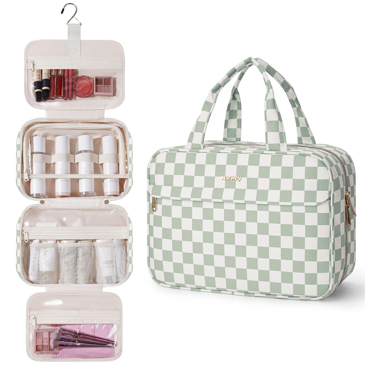 VLANDO Mini Makeup Bag, Small Makeup Bag for Purse,Mothers Day Mom Gifts Portable Travel Toiletry Bag with Zipper, Waterproof Travel Essentials for Women - Toffee